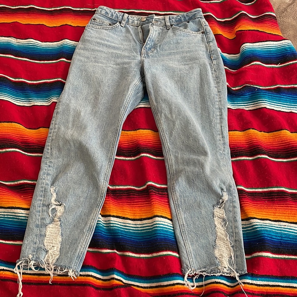 Topshop distressed mom jeans